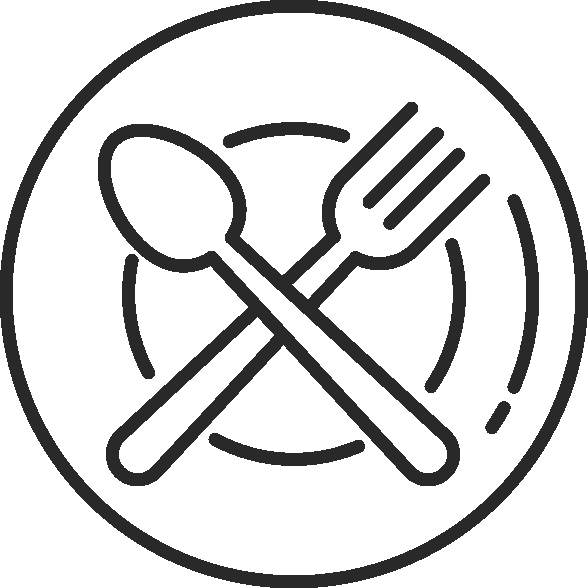 Icon of plate with crossed spoon and fork